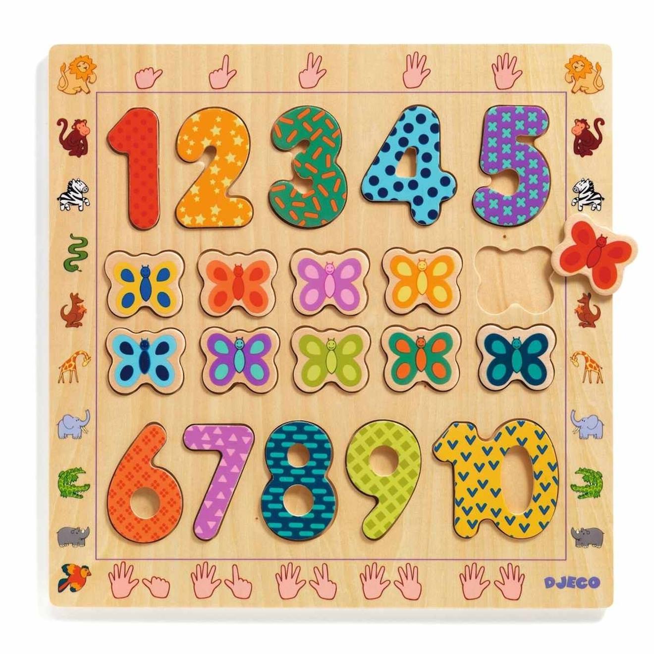 Puzzle Chiffres En Bois Multicolore