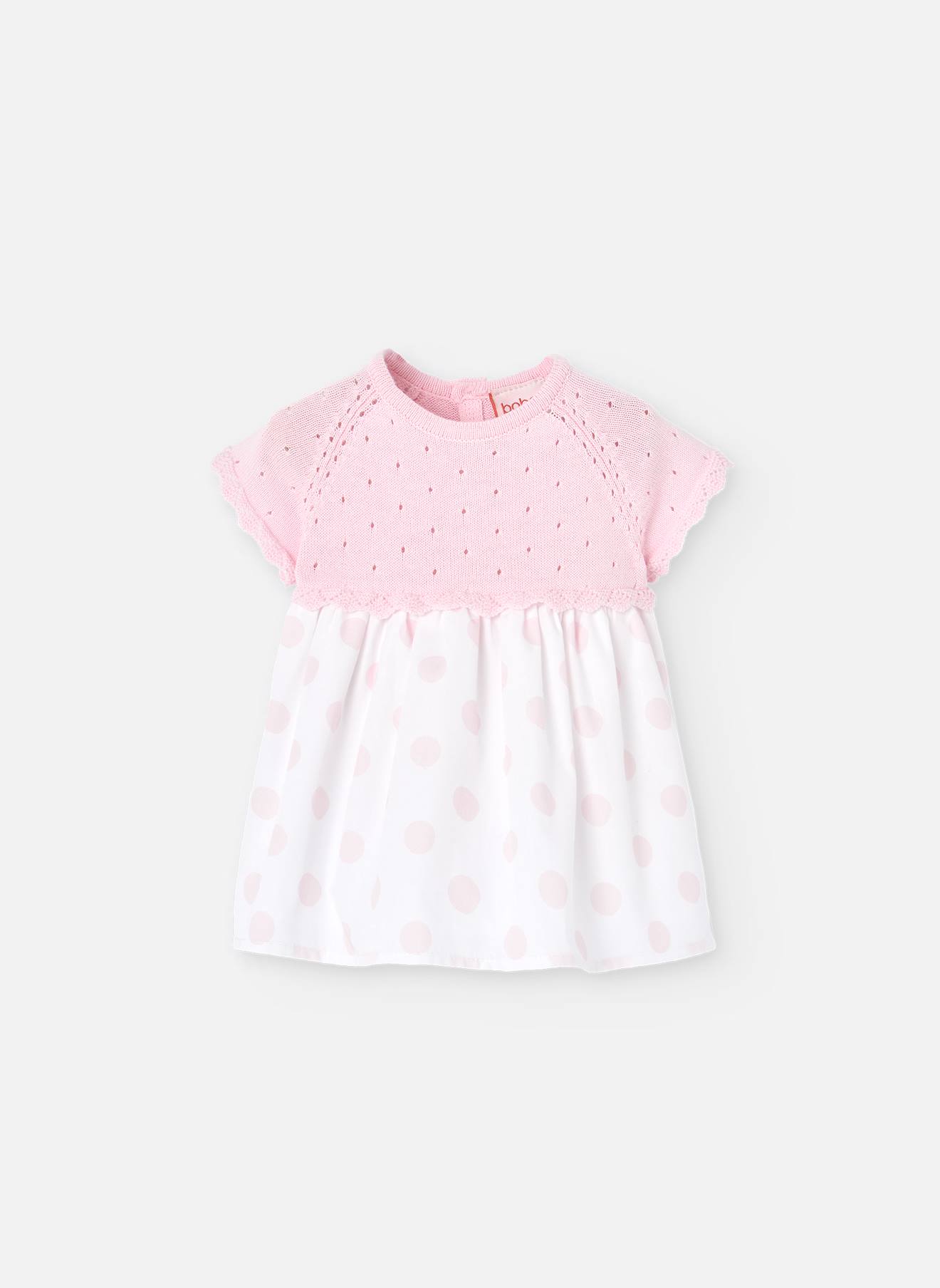 Robe Combinée À Manches Courtes Rose