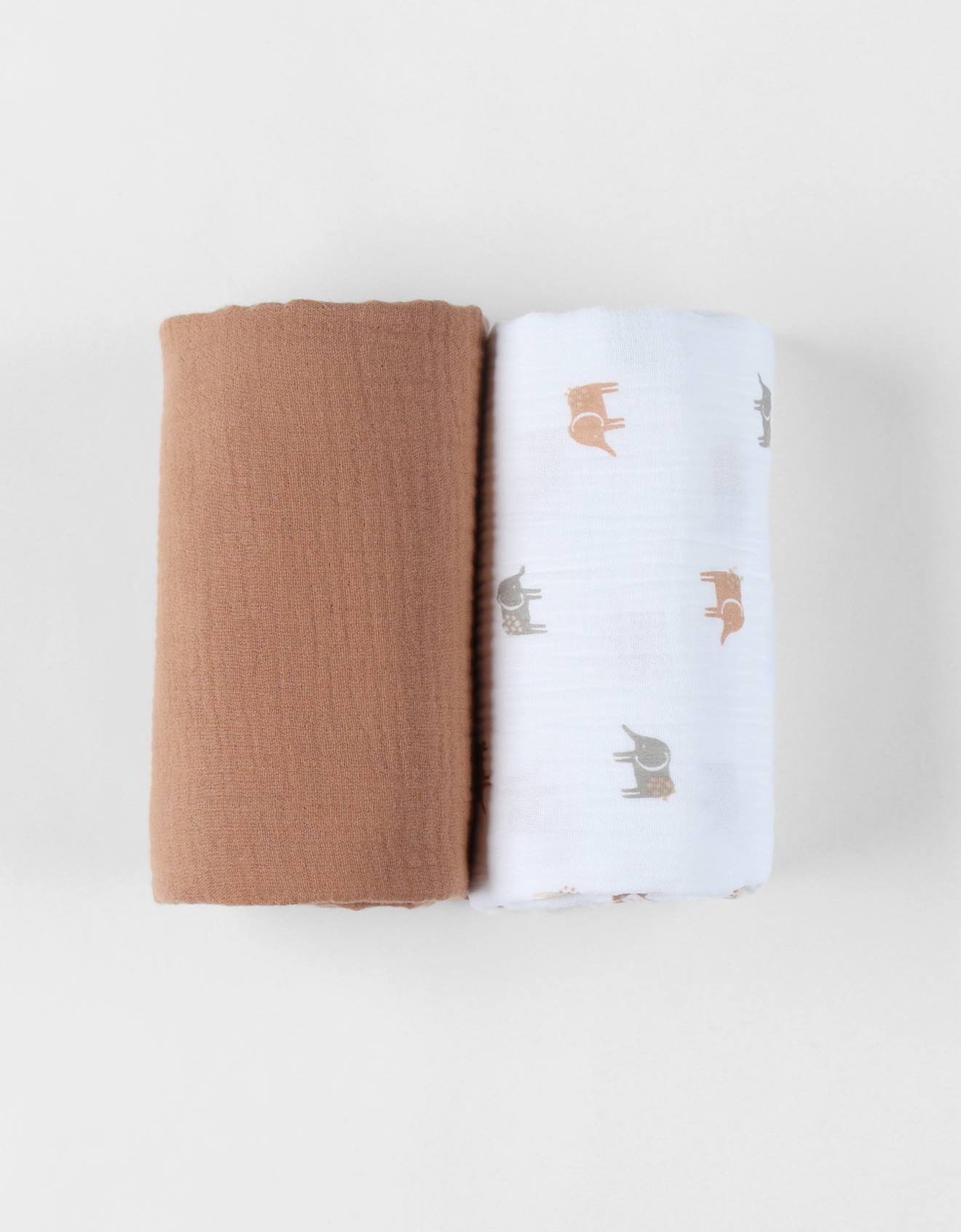 Set De 2 Langes Éléphant En Mousseline Ecru