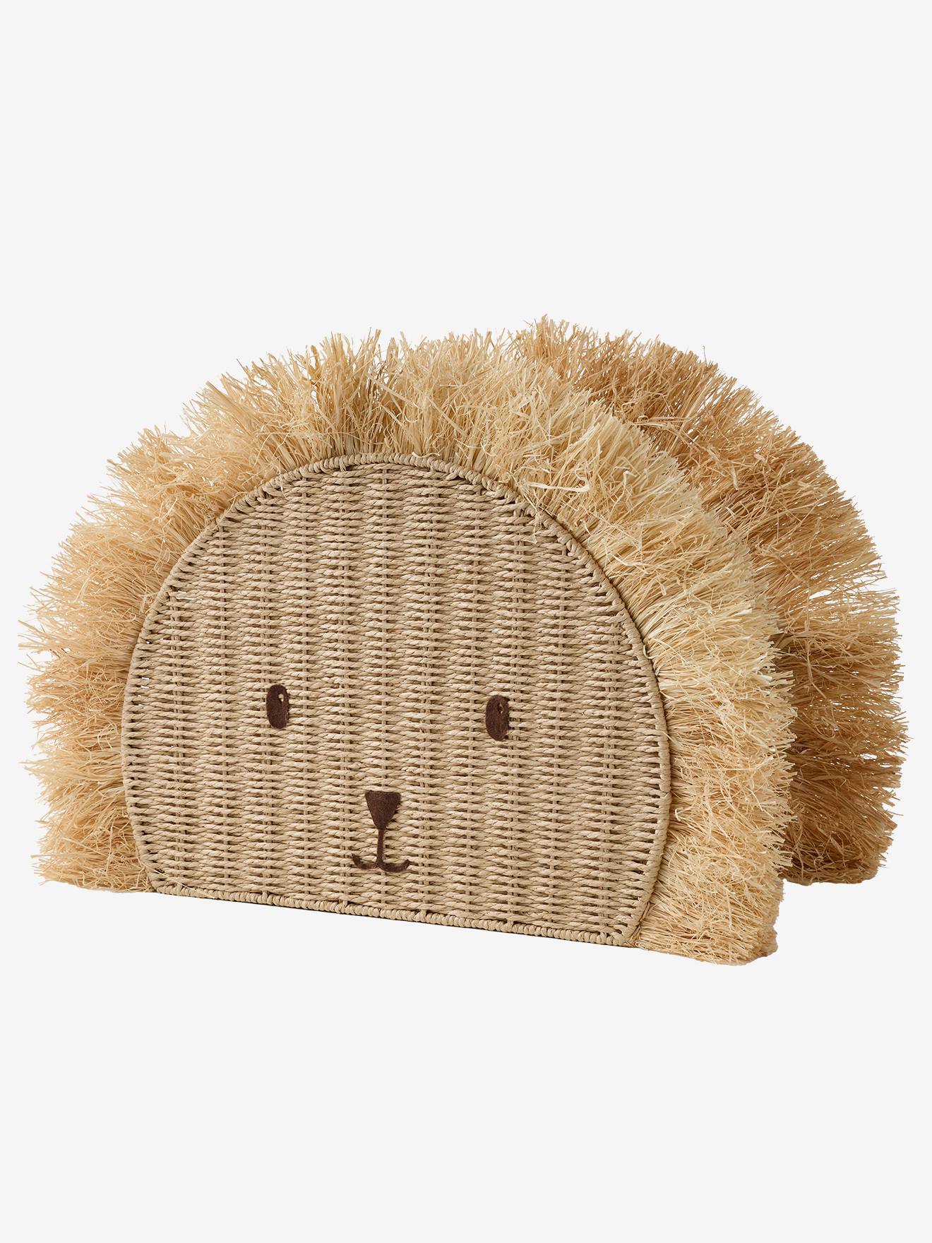 Panier de rangement Lion en corde de papier et raphia beige (Vertbaudet) - Image 2