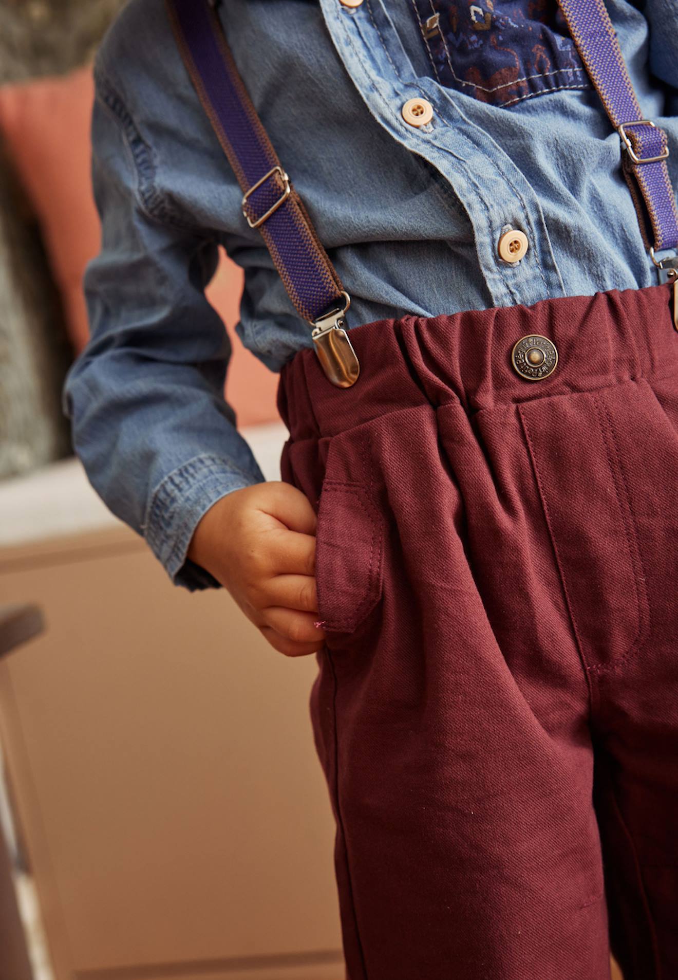 Pantalon Enfant Et Bretelles Groovy Bordeaux