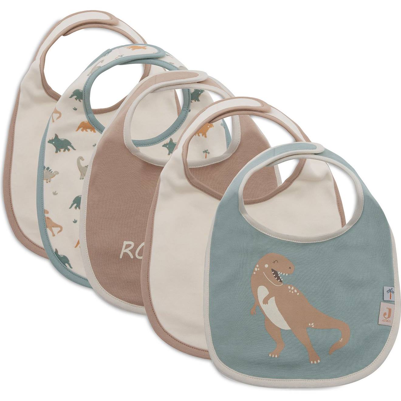 Lot De 5 Bavoirs Éponge En Coton Bleu, Orange, Vert