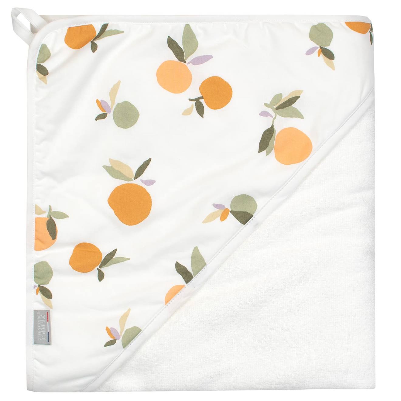 Grande Cape De Bain En Coton Et Bambou Clem Clem, Orange, Vert