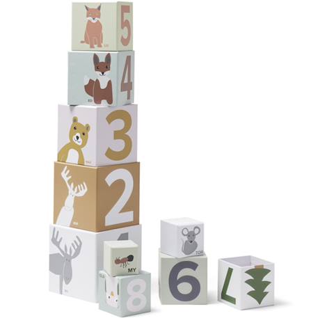 Kids Concept - Cubes À Empiler Edvin Blanc, Marron, Vert
