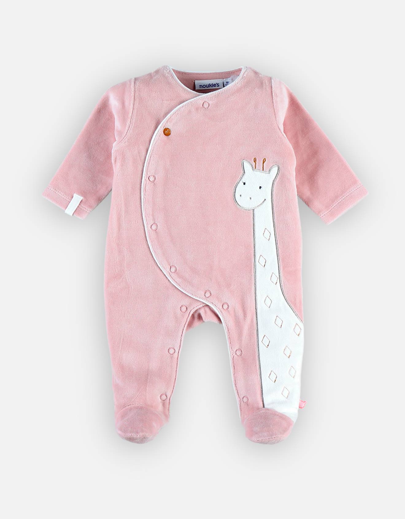 Pyjama Dors-bien Girafe En Velours Rose