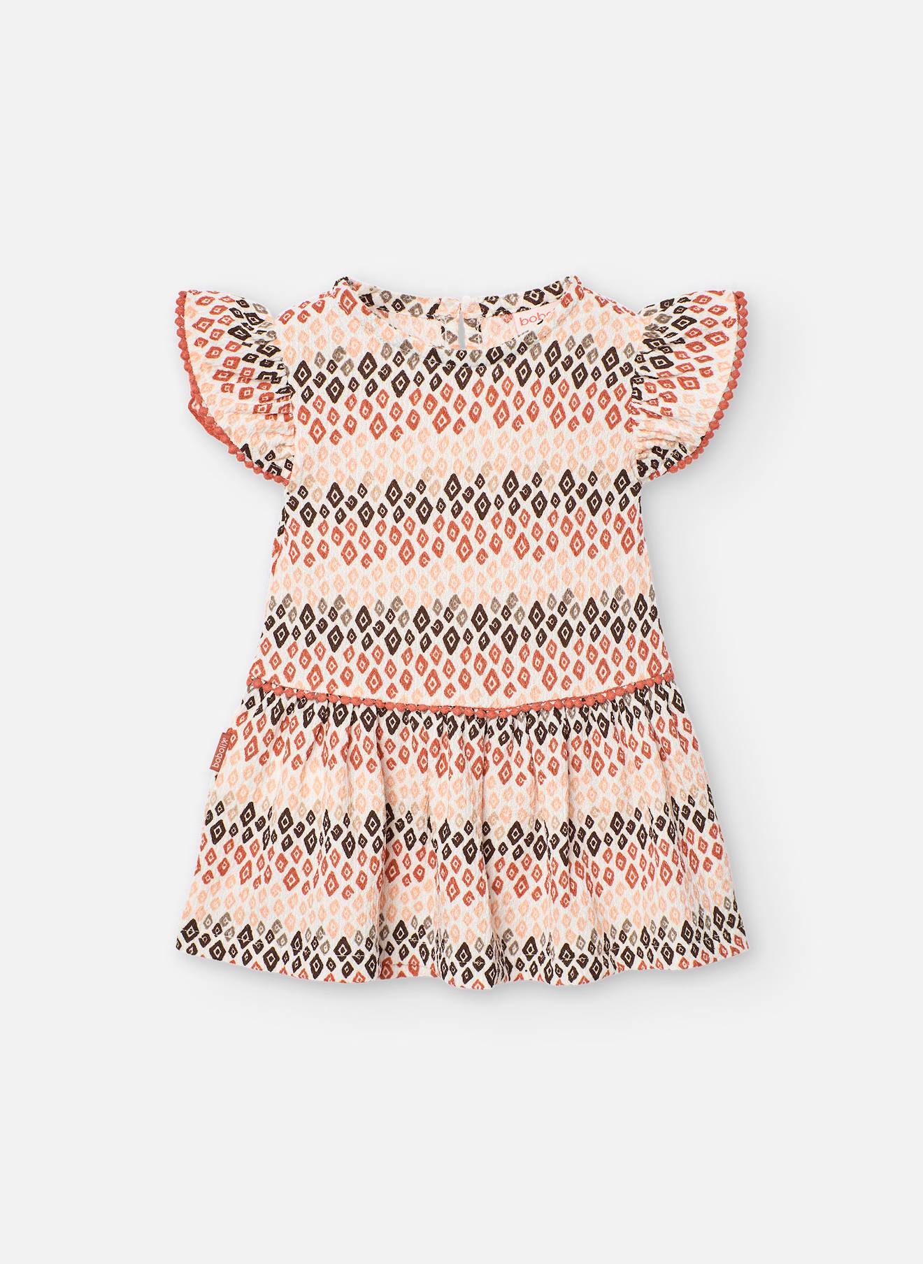 Robe À Manches Courtes Avec Imprimé Ethnique Multicolore