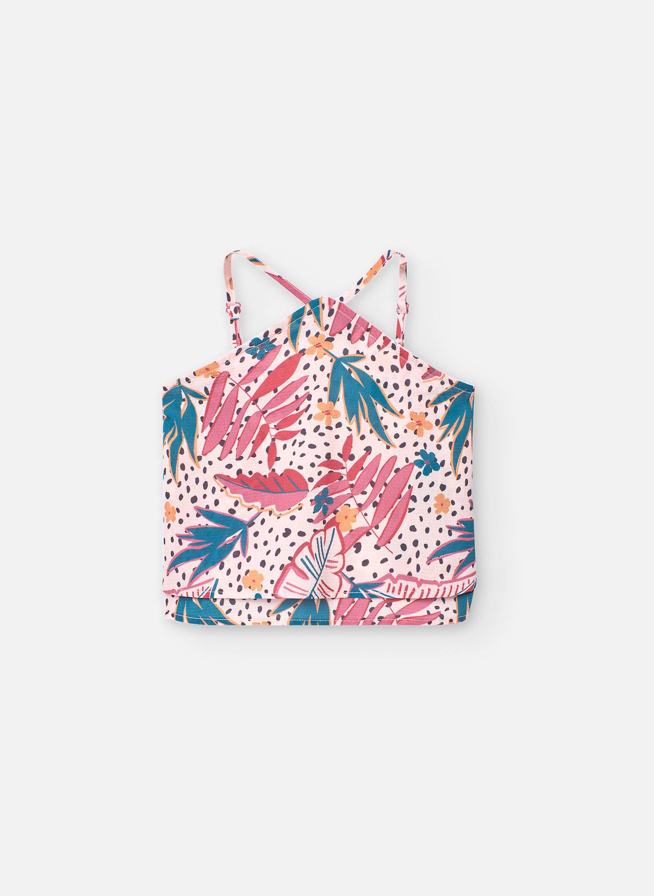 Top À Bretelles Avec Imprimé Fleurs Rose