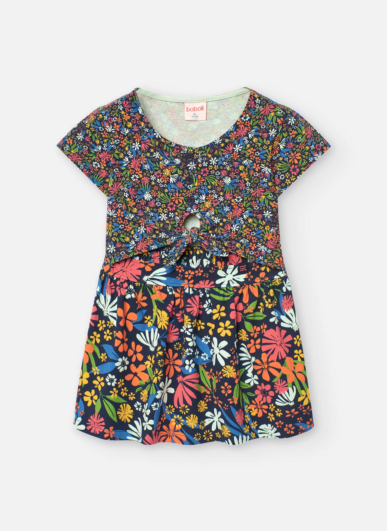 Robe À Manches Courtes Avec Imprimé Fleurs Multicolore
