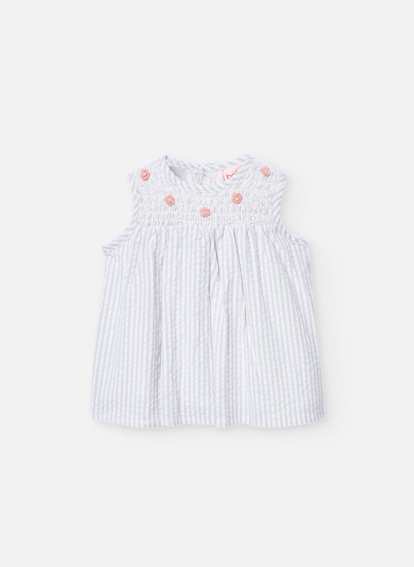 Robe En Coton Avec Imprimé Rayures Gris
