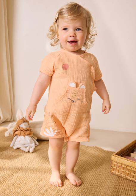 Bébé-Barboteuse bébé + headband en gaze de coton sierra