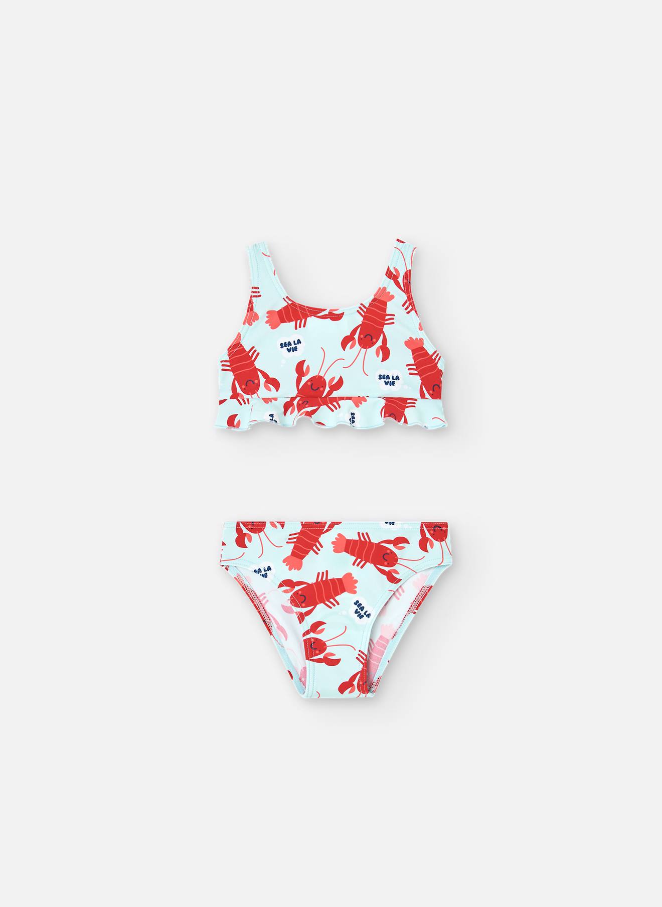 Bikini Avec Imprimé Fantaisie Et Volants Vert