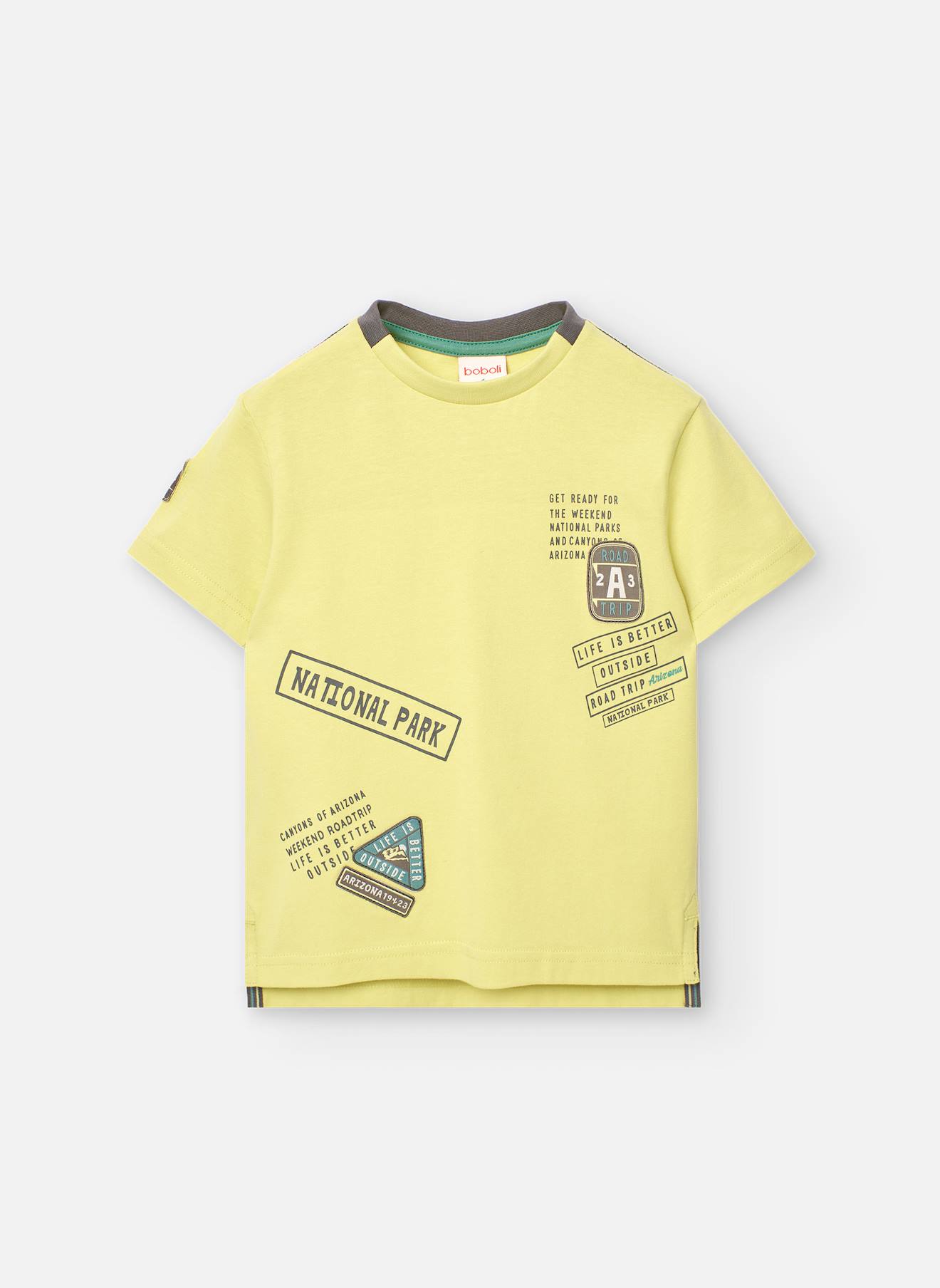 T-shirt À Manches Courtes Avec Col Rond Jaune