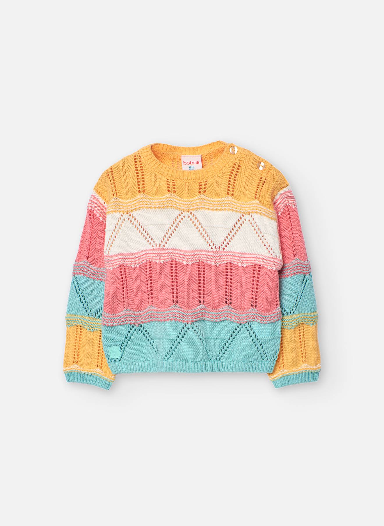 Pull Colour Block Ajouré Multicolore