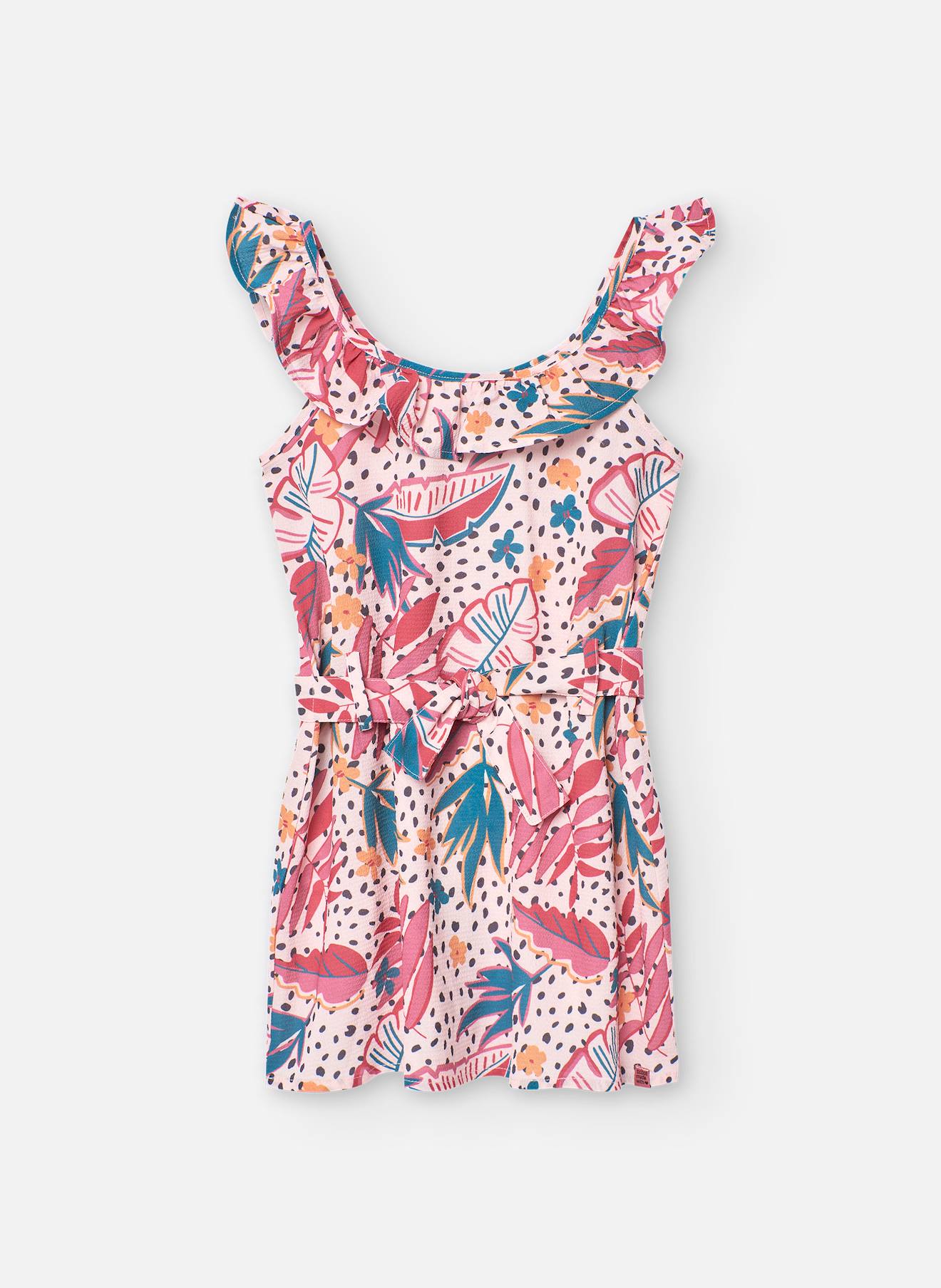 Robe Avec Volant Et Imprimé Fleurs Rose