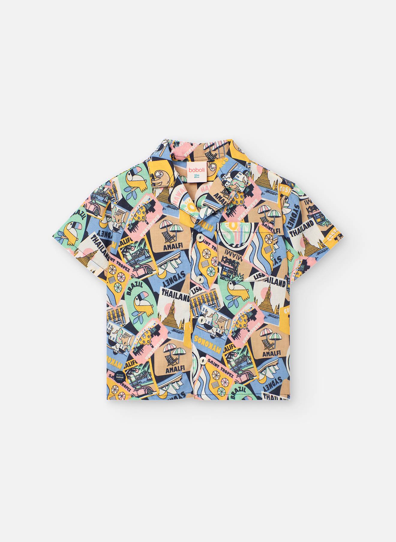 Chemise En Coton Avec Imprimé Fantaisie Multicolore