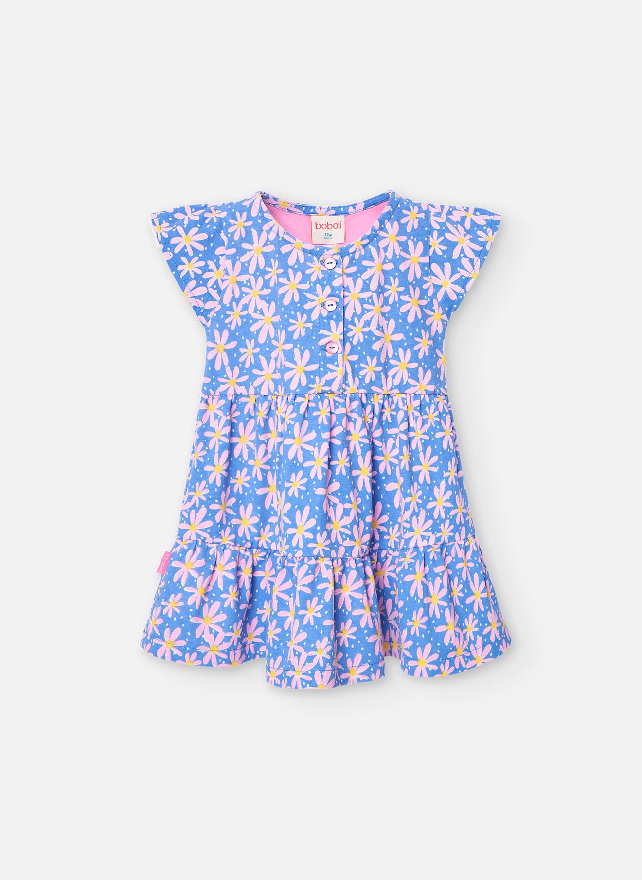 Robe En Coton Avec Imprimé Fleurs Bleu