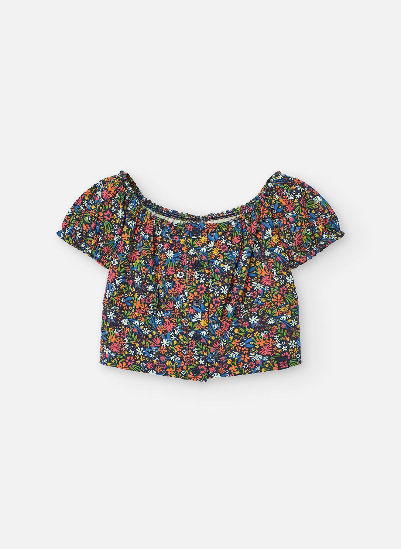 T-shirt Boutonné Avec Imprimé Fleurs Multicolore