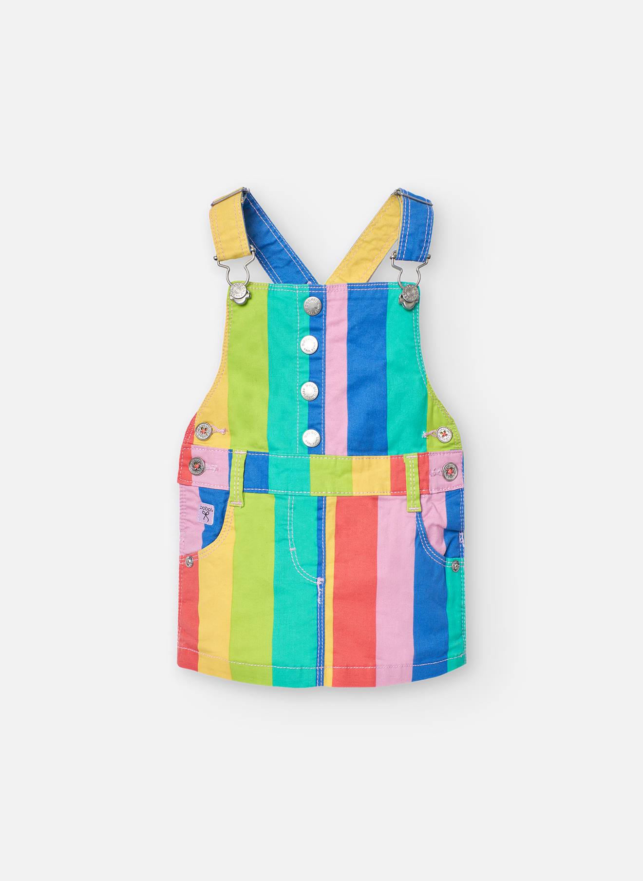 Robe Chasuble En Coton Avec Imprimé Rayures Multicolore