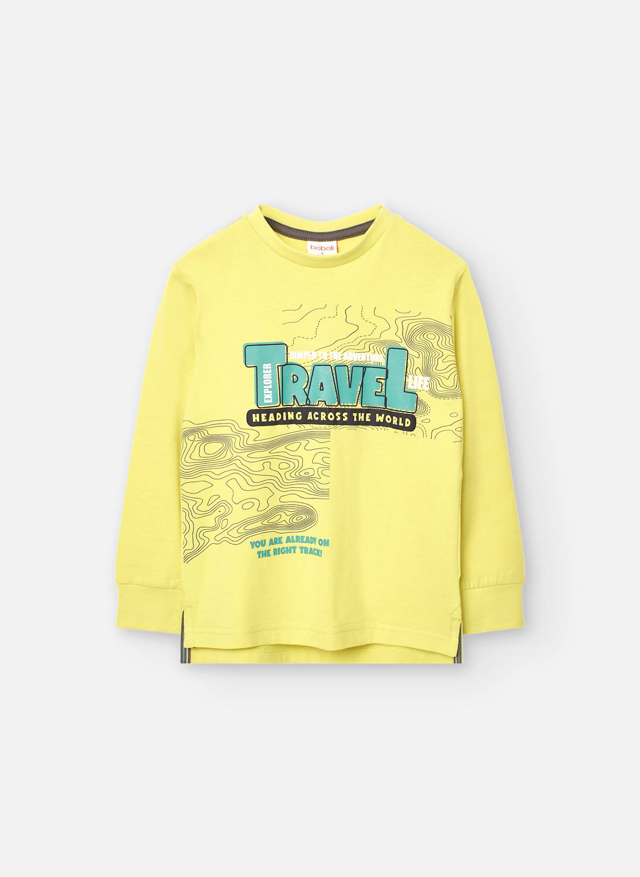 T-shirt À Manches Longues Avec Col Rond Jaune