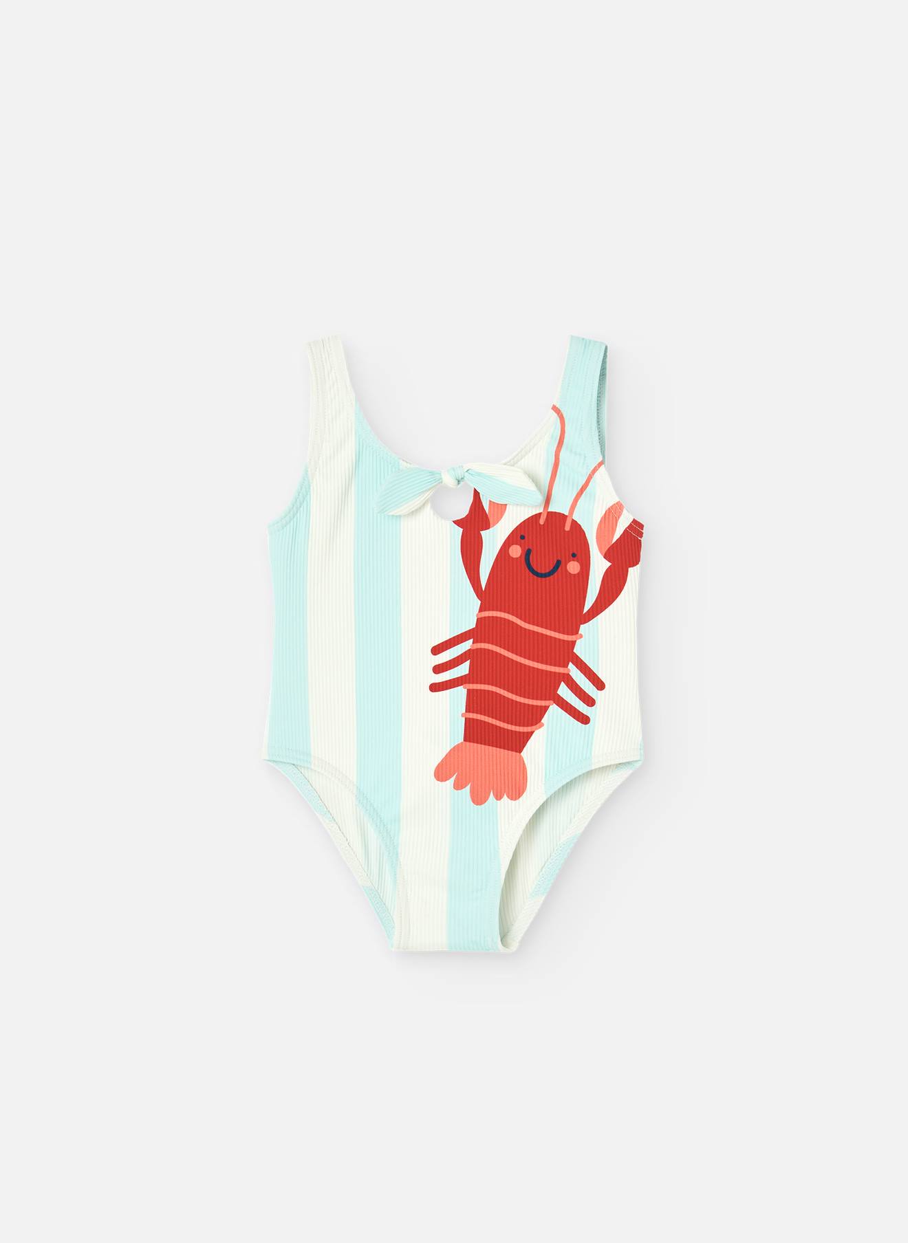 Maillot De Bain Rayé Avec Crabe Sur Le Devant Vert