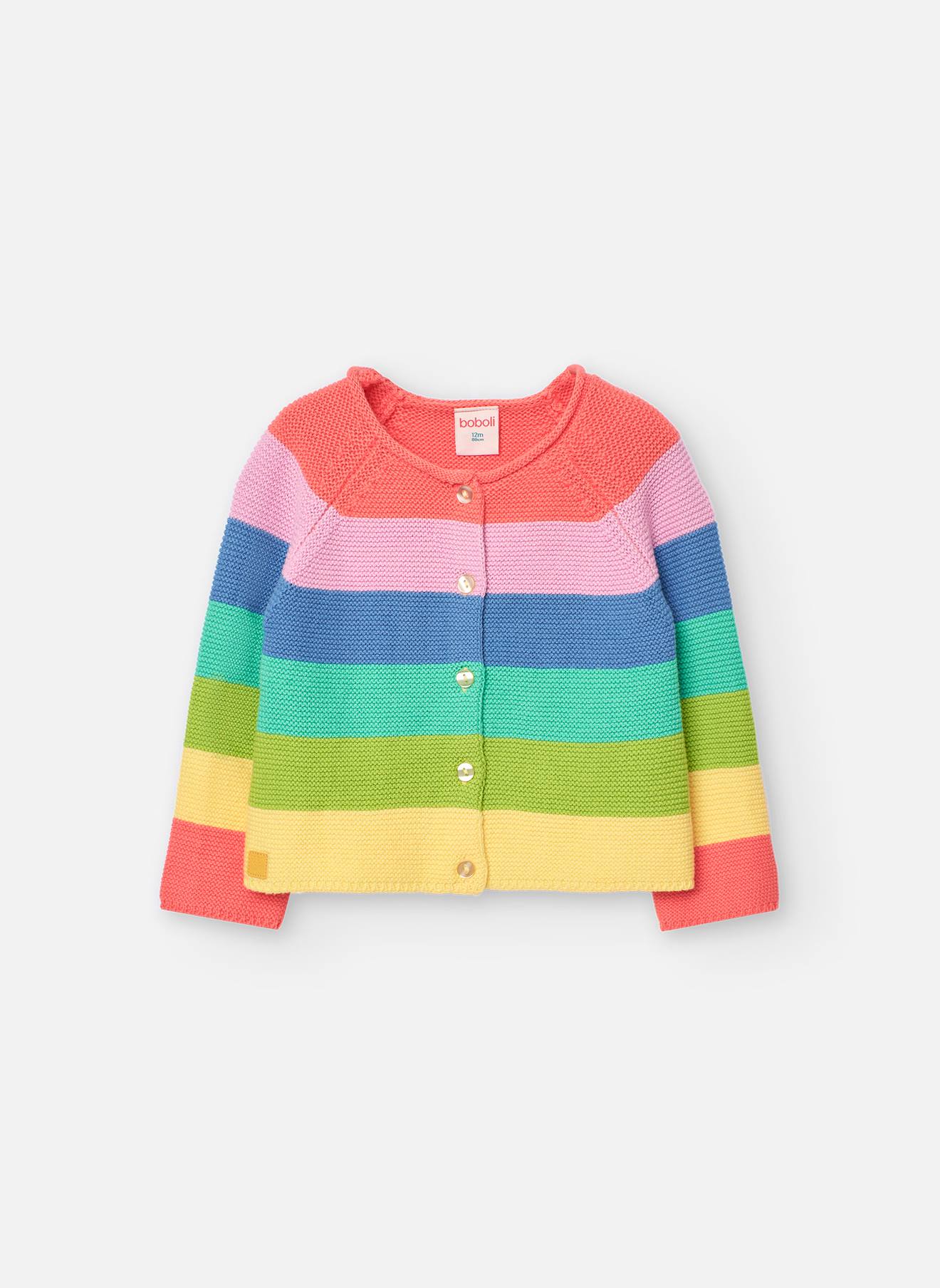 Veste En Tricot Avec Col Rond Et Fermeture Boutons Multicolore