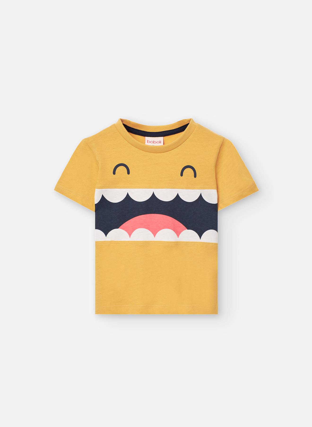 T-shirt À Manches Courtes Avec Col Rond Jaune