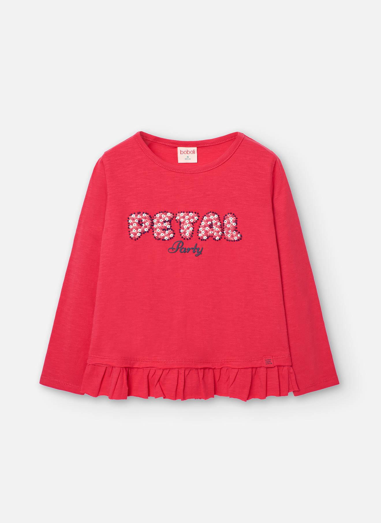 T-shirt À Manches Longues Avec Volant Rose
