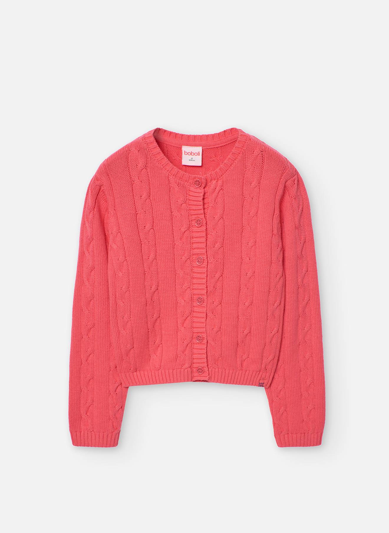 Veste En Tricot Avec Col Rond Et Fermeture Boutons Rose