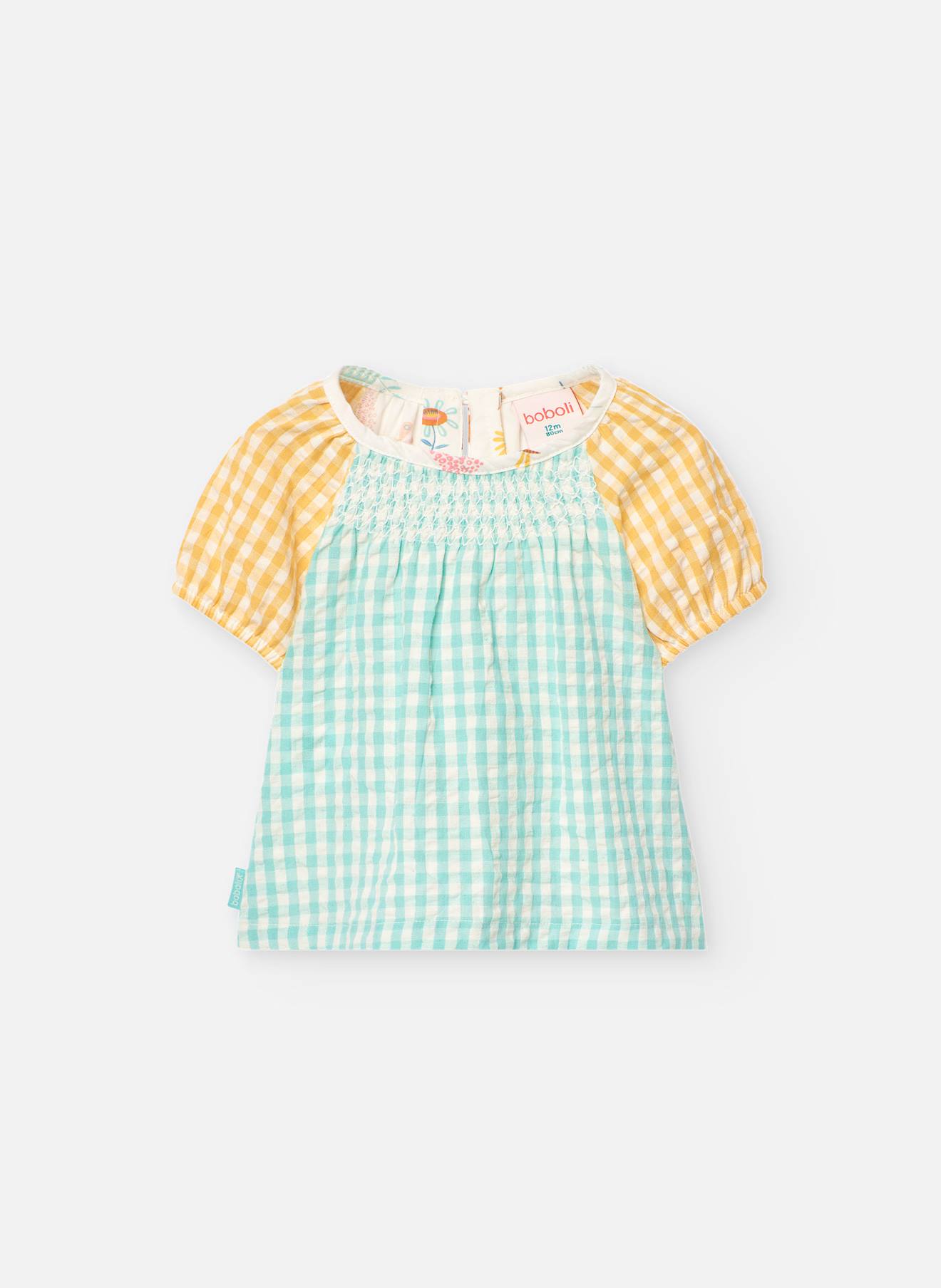 Blouse 100 % Coton Imprimée À Manches Courtes Multicolore