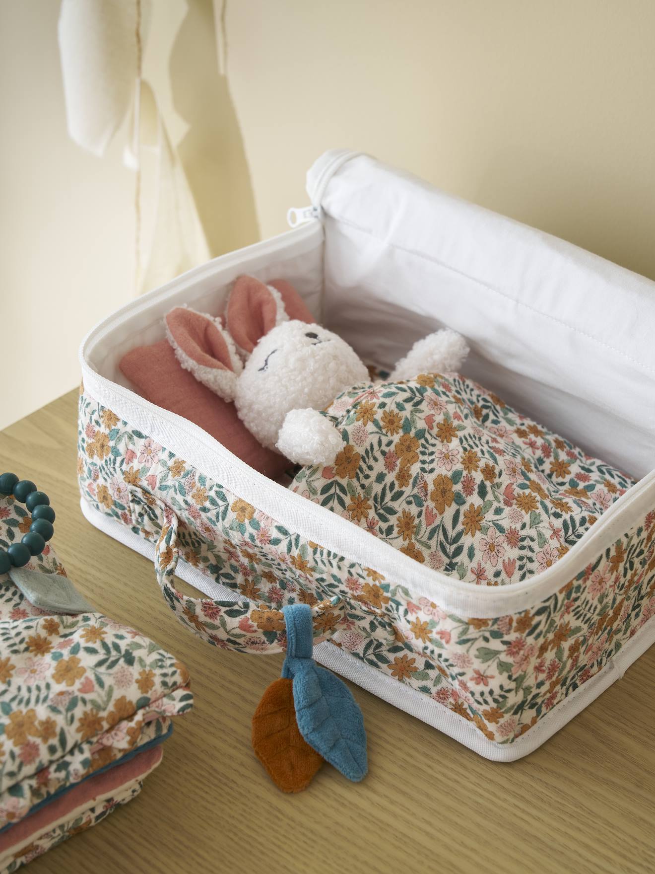 Valisette personnalisable avec peluche RETRO FLOWER jaune