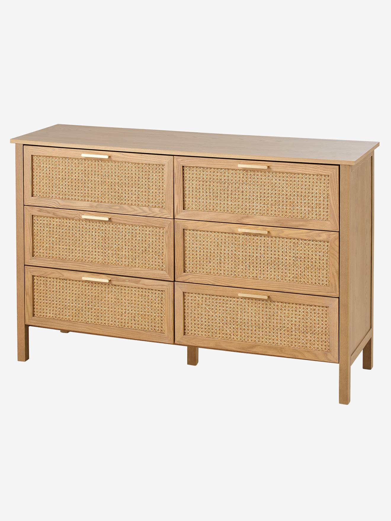 Commode double cannage ELLA avec 6 tiroirs, profondeur 42cm bois (Vertbaudet) - Image 2