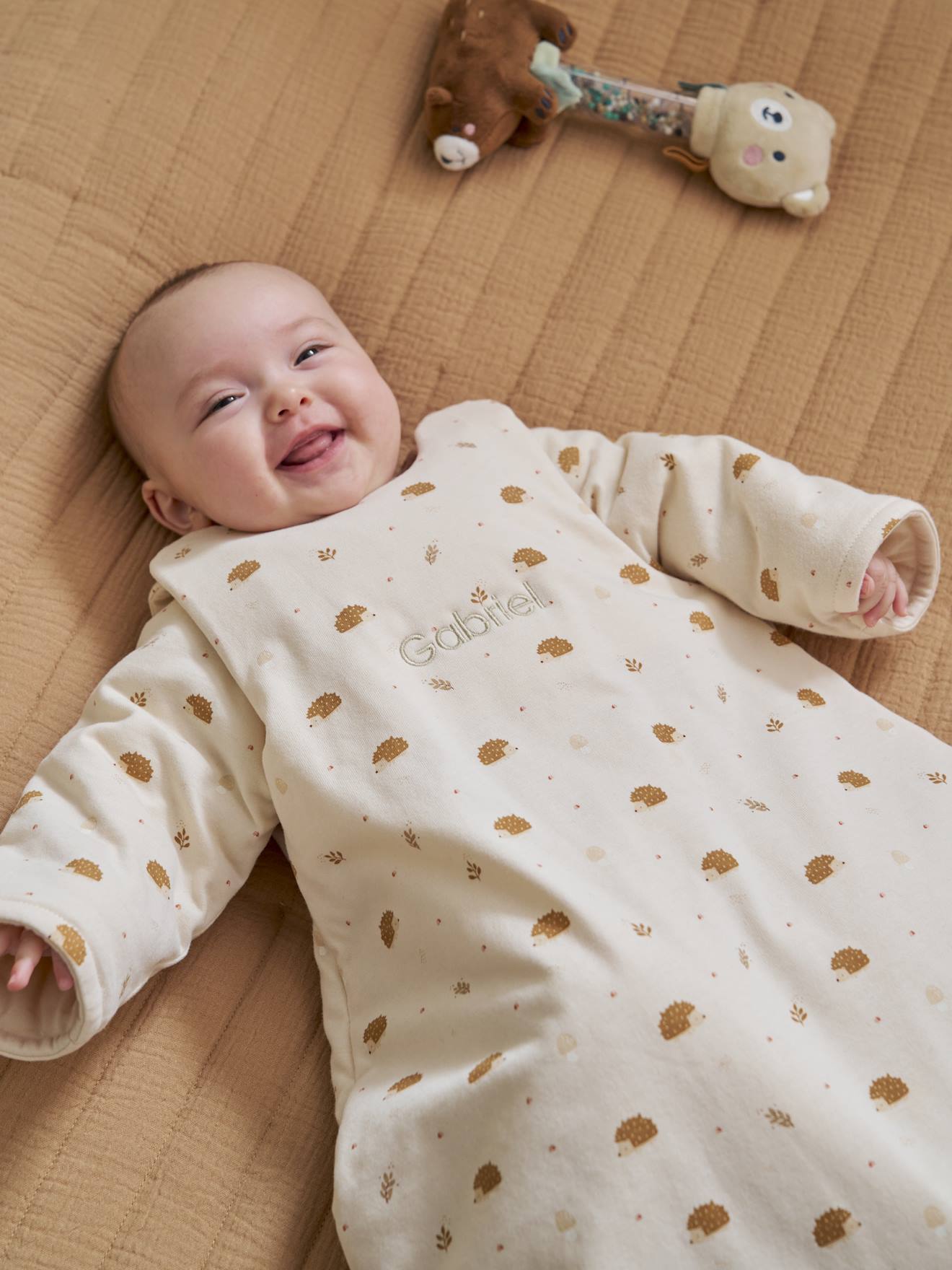 Gigoteuse Hérisson Manches Amovibles beige imprimé