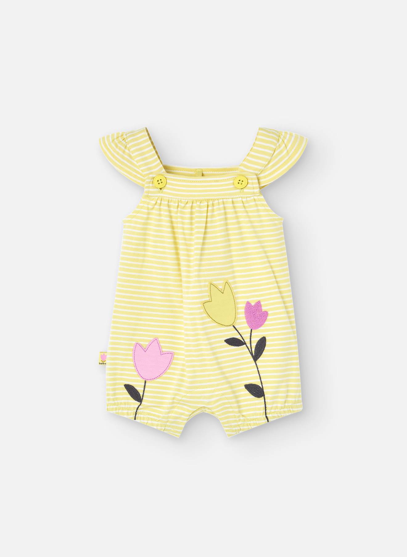 Barboteuse En Coton Avec Imprimé Rayures Jaune