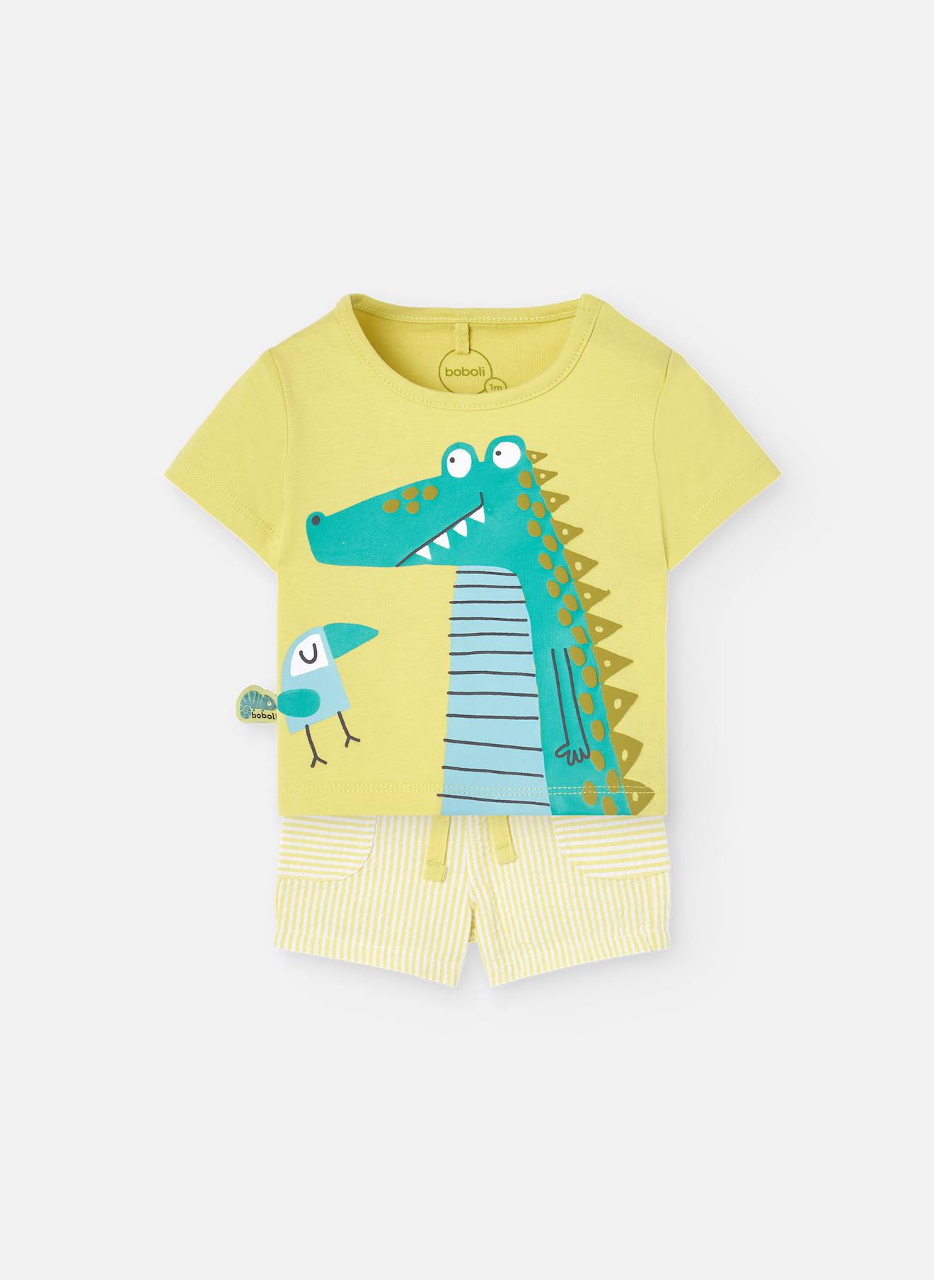 Ensemble T-shirt Avec Dessin Frontal Et Short Vert