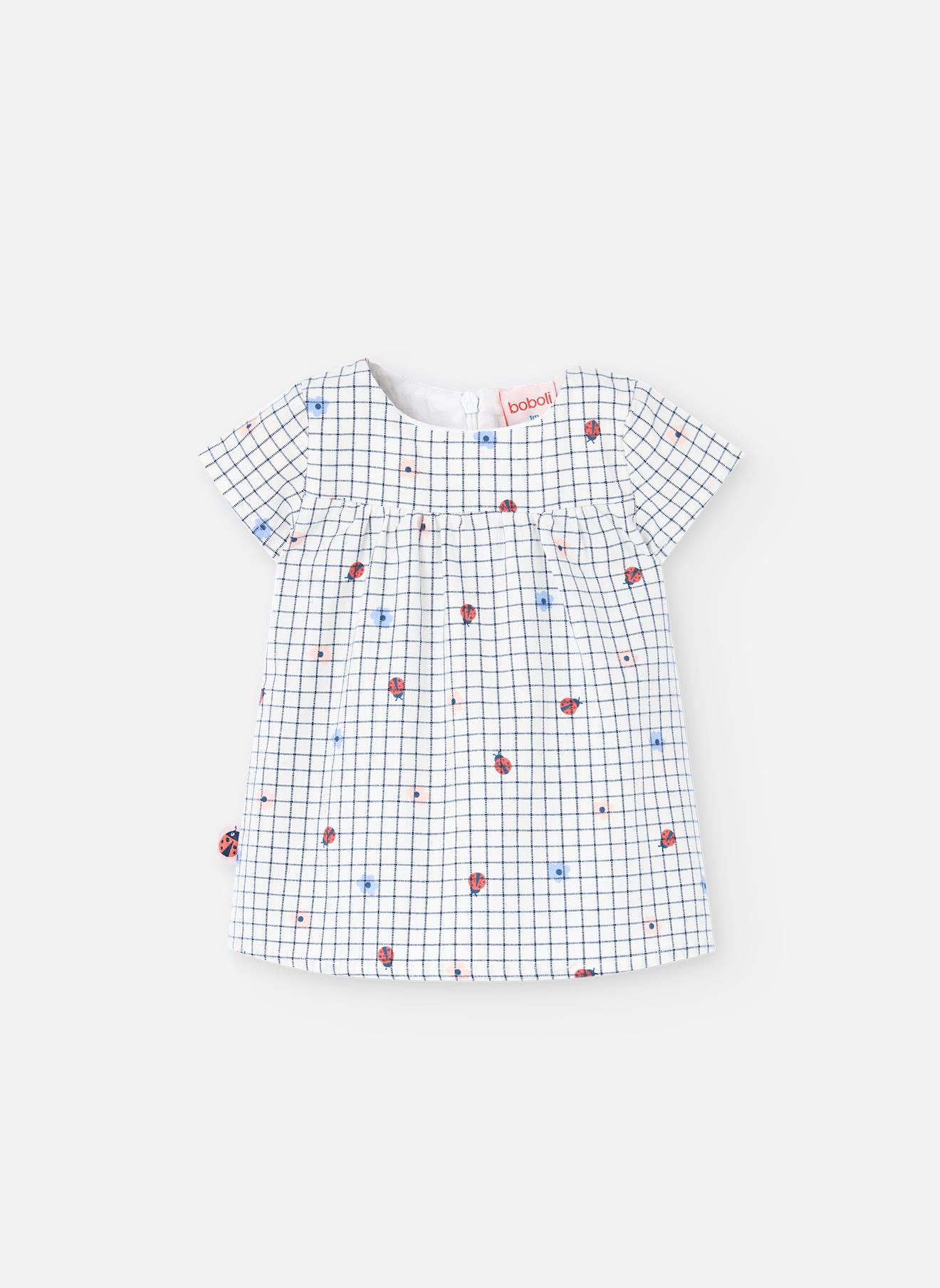Robe En Coton Avec Imprimé Carreaux Blanc