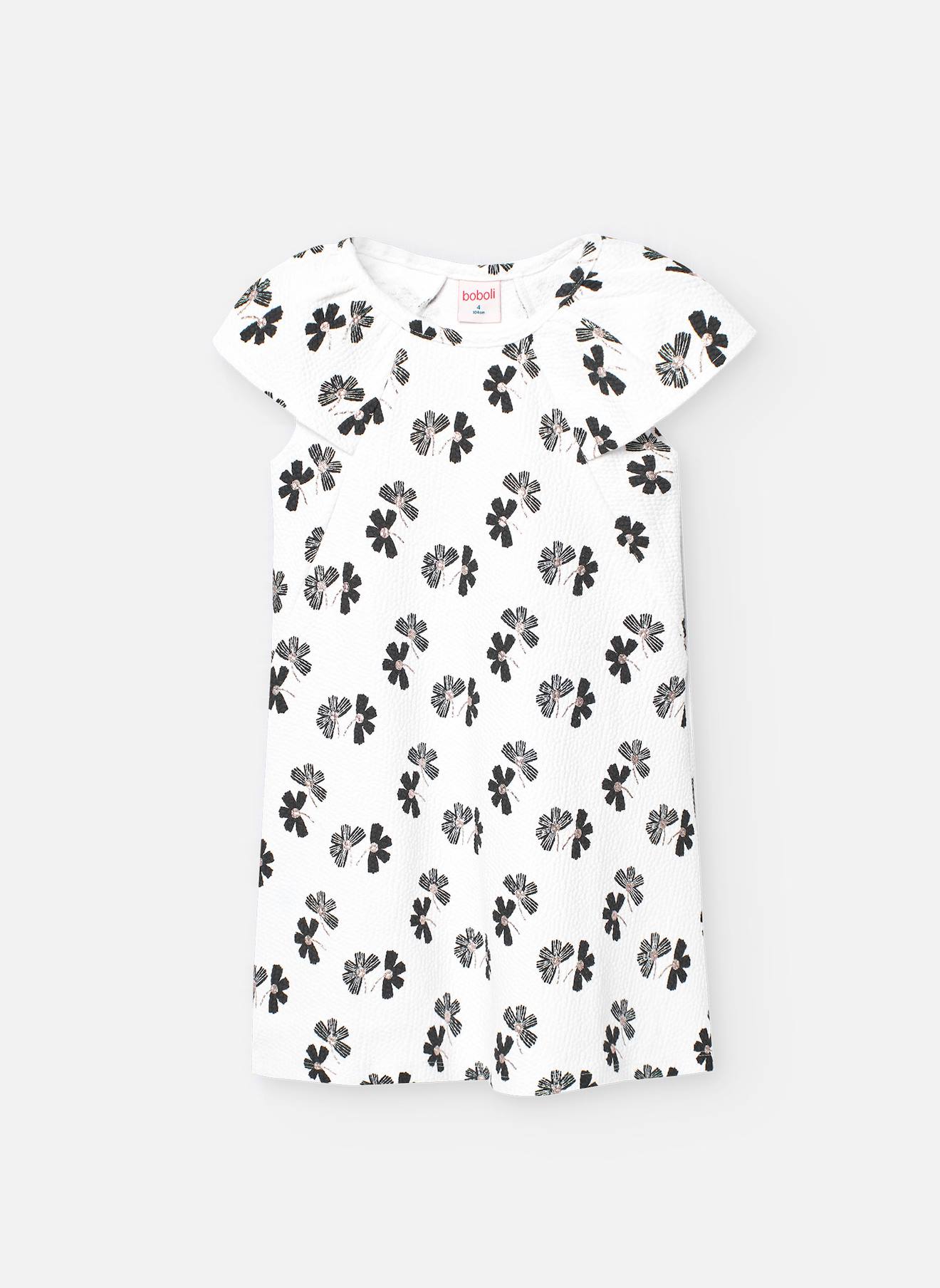 Robe À Manches Courtes Avec Imprimé Fleurs Blanc
