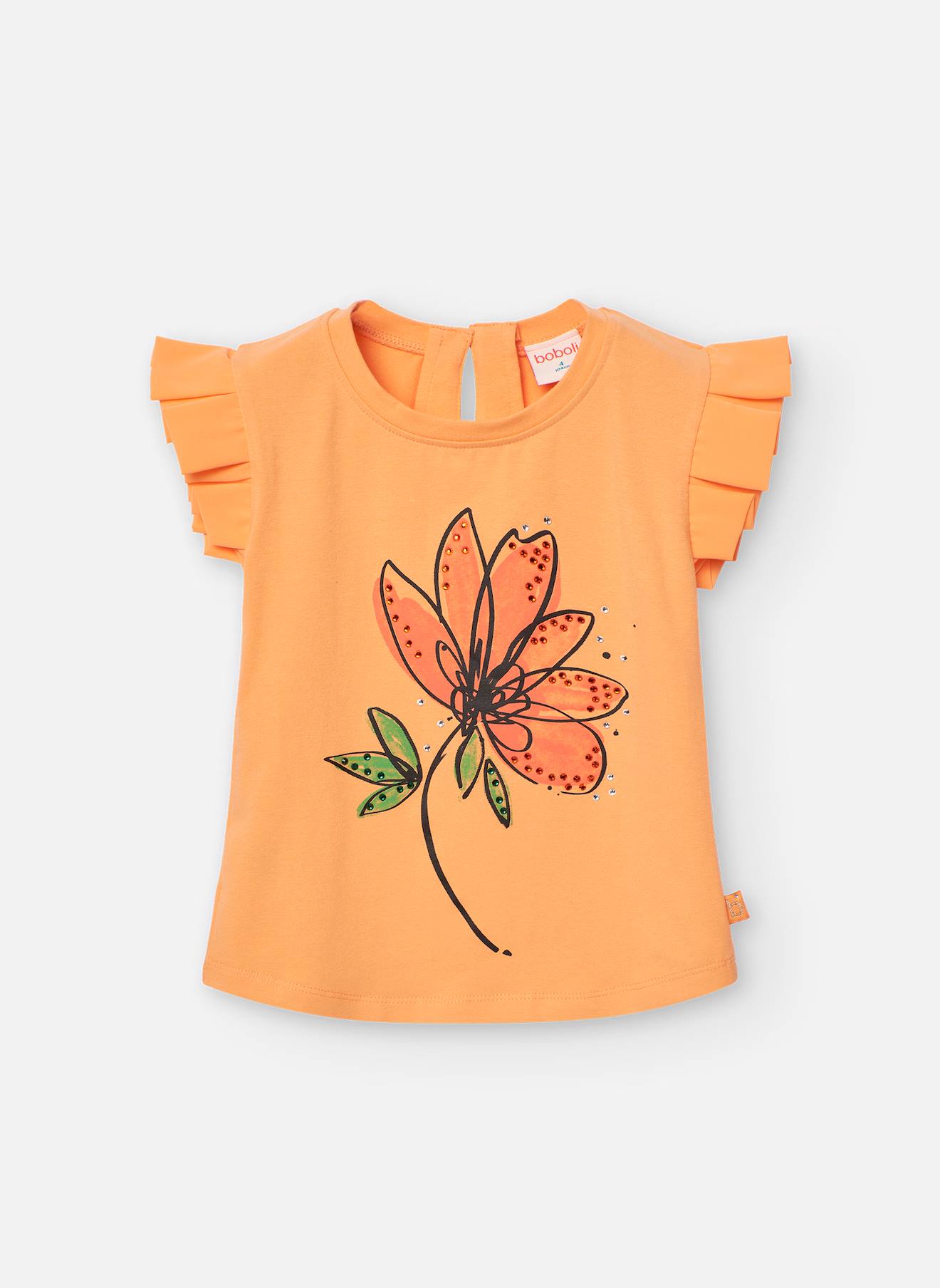 T-shirt Avec Dessin Sur Le Devant Et Col Rond Orange