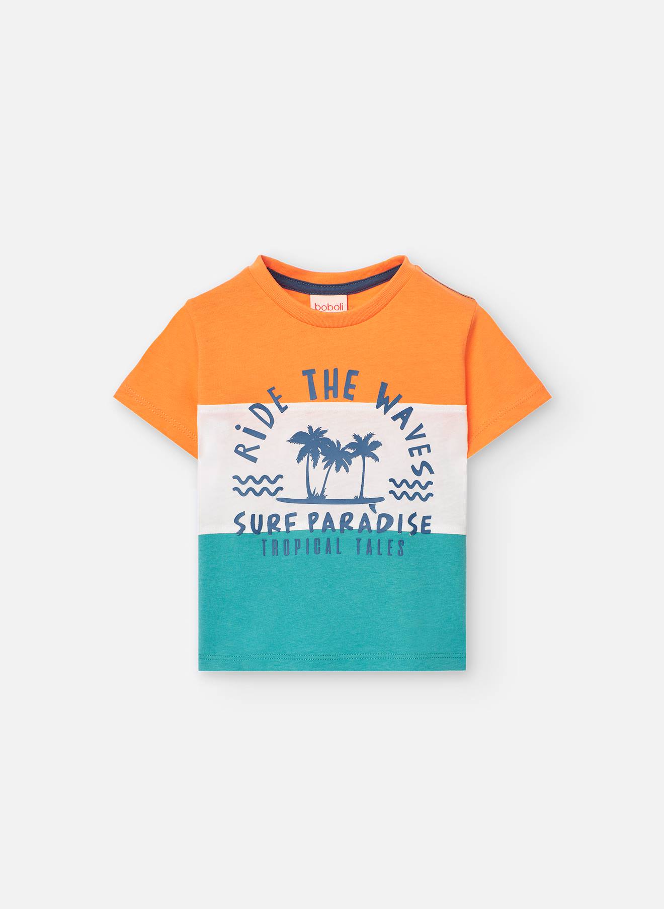 T-shirt Colour Block Avec Dessin Frontal Orange