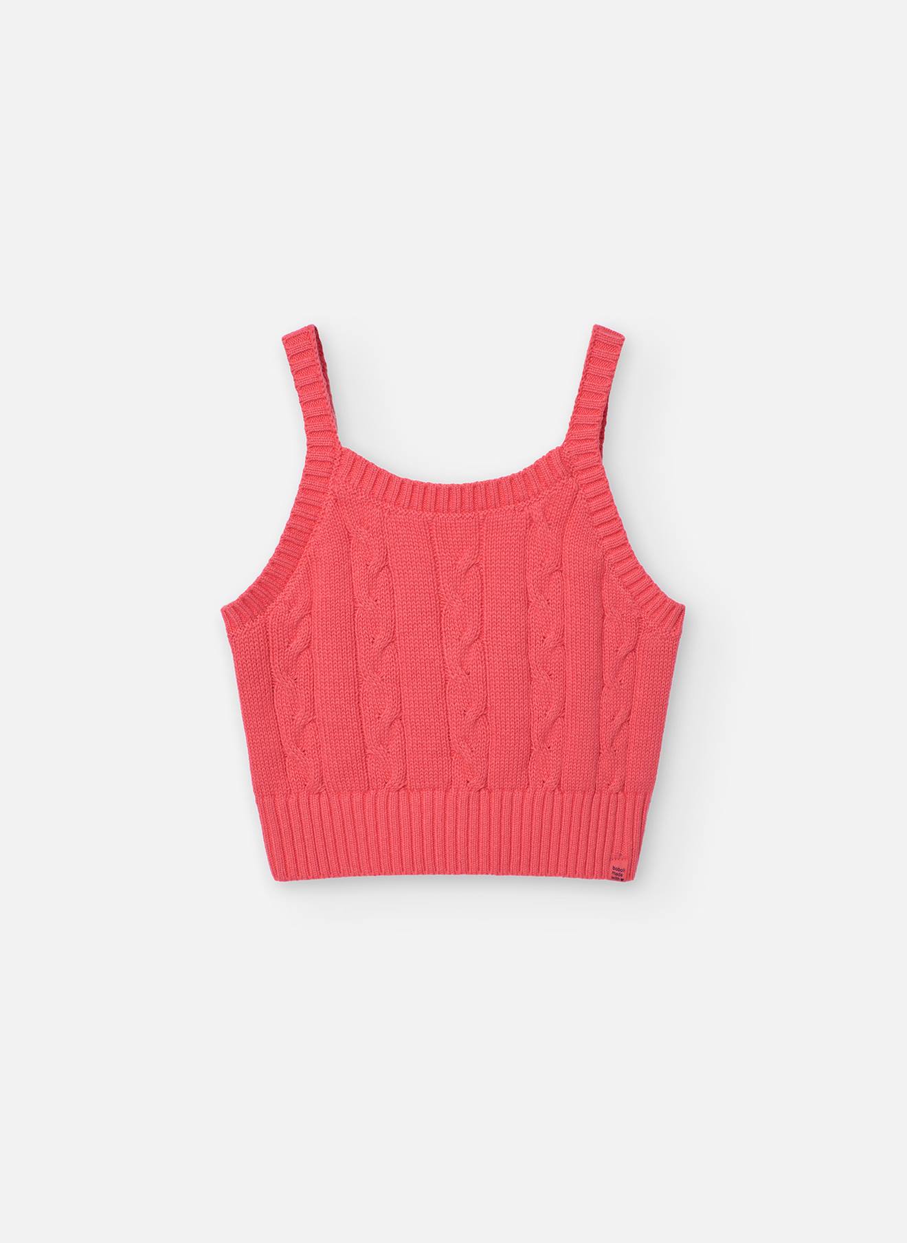 Débardeur En Maille Torsadée Rose