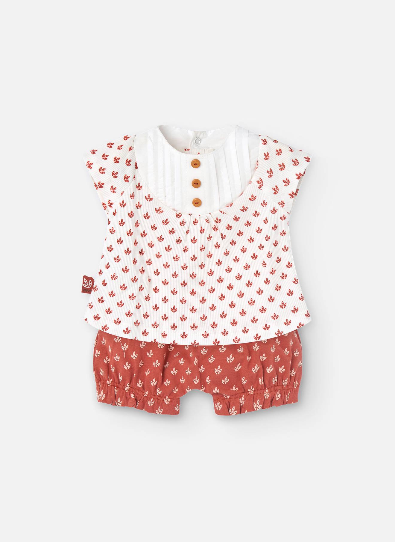 Ensemble 2 Pièces En Coton Micro-imprimé Blanc