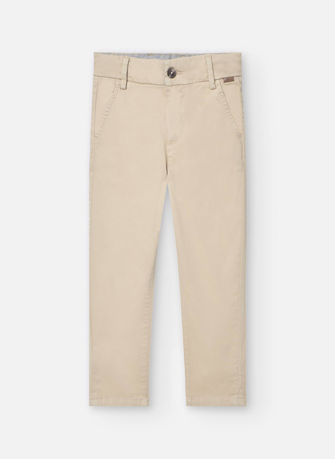 Pantalon Droit Uni Avec Fermeture À Bouton Et Fermeture Éclair Beige