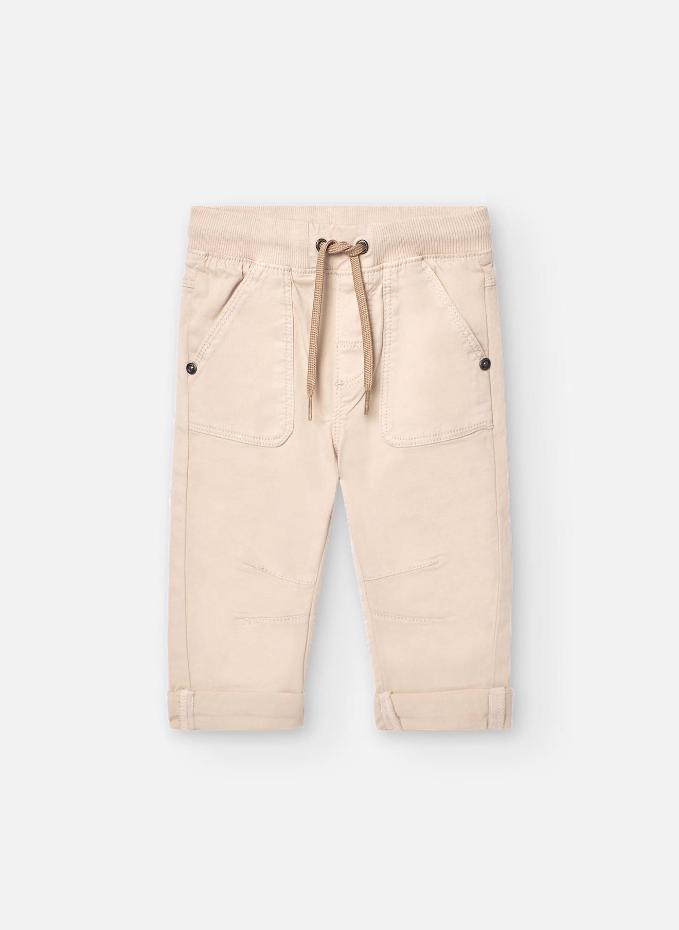 Pantalon En Toile Gabardine Beige