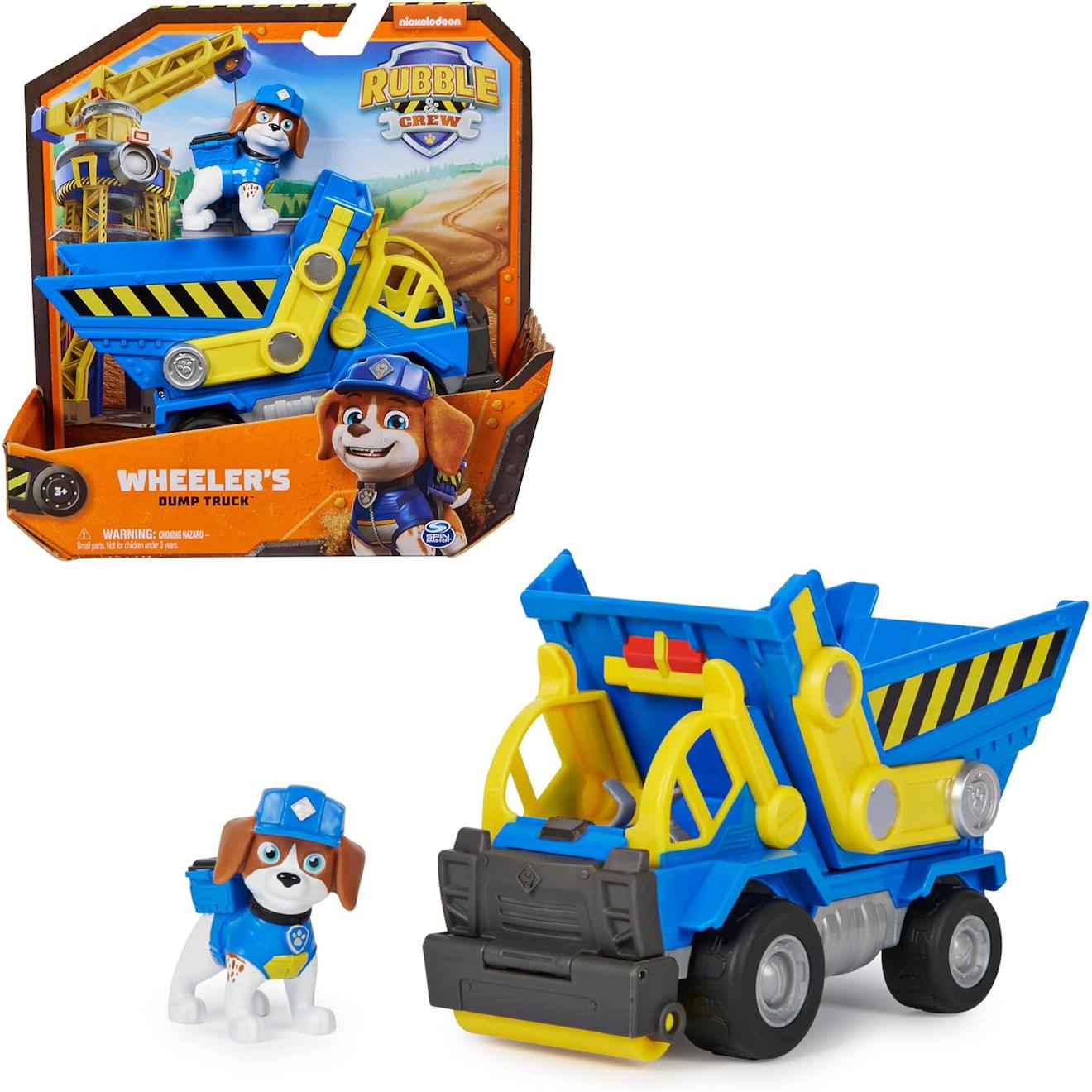 Rubble & Crew - Véhicule De Chantier Avec Figurine Wheeler Bleu Et Jaune
