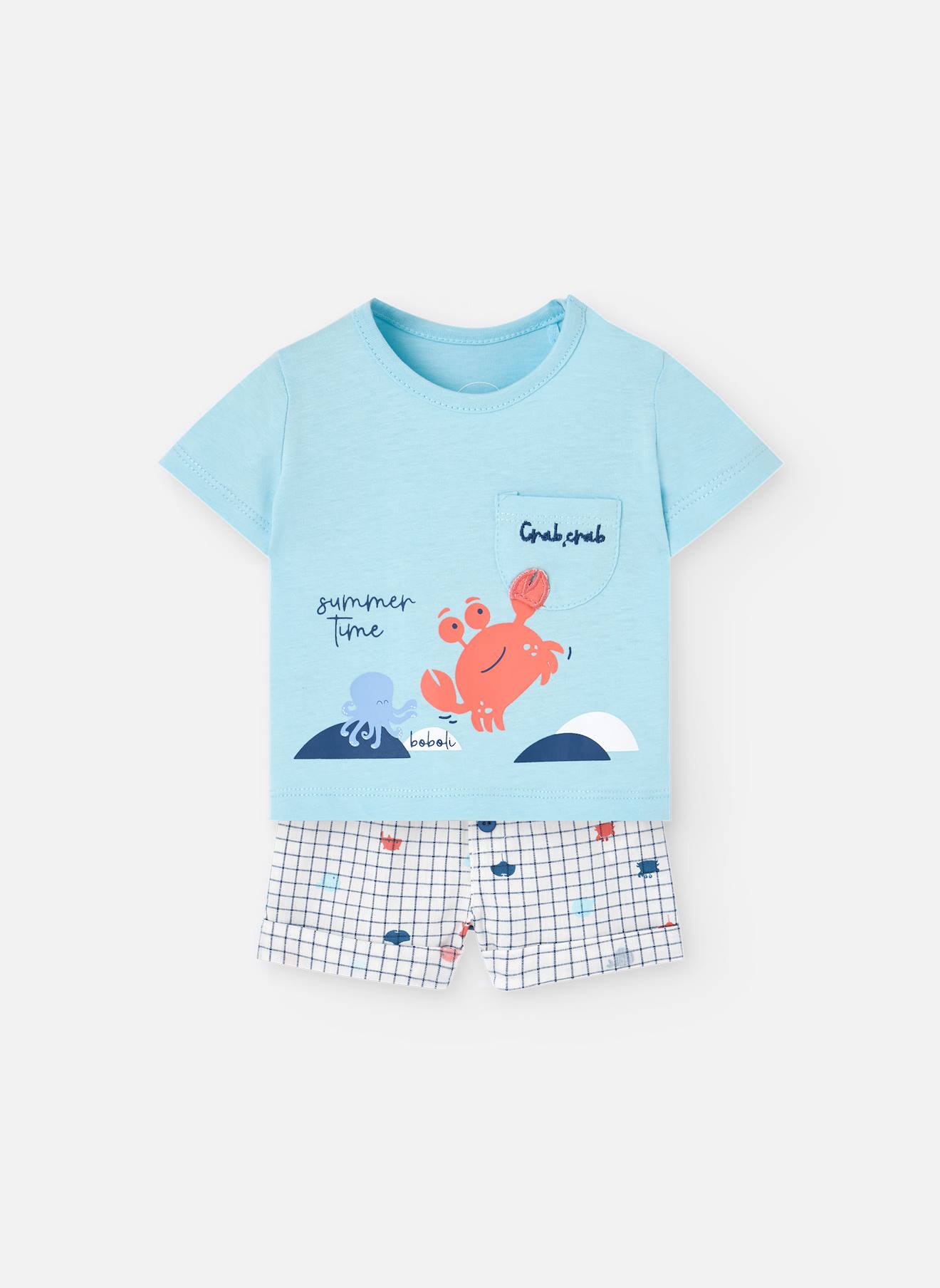 Ensemble T-shirt Et Pantalon Court Bleu
