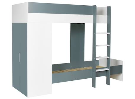 Chambre enfant lit superposé évolutif Blanc / bleu nuit+Blanc / vert mousse 6 - vertbaudet enfant 