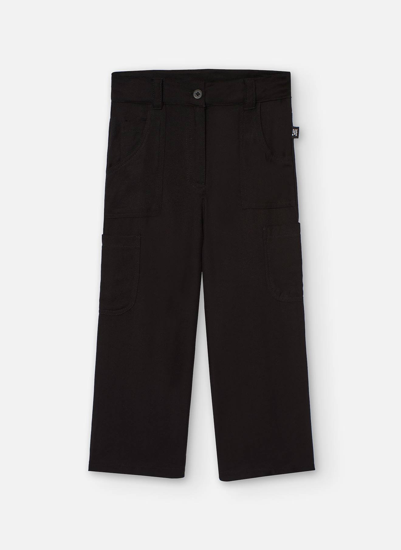 Pantalon Cargo Uni Avec Bouton Et Fermeture Éclair Noir