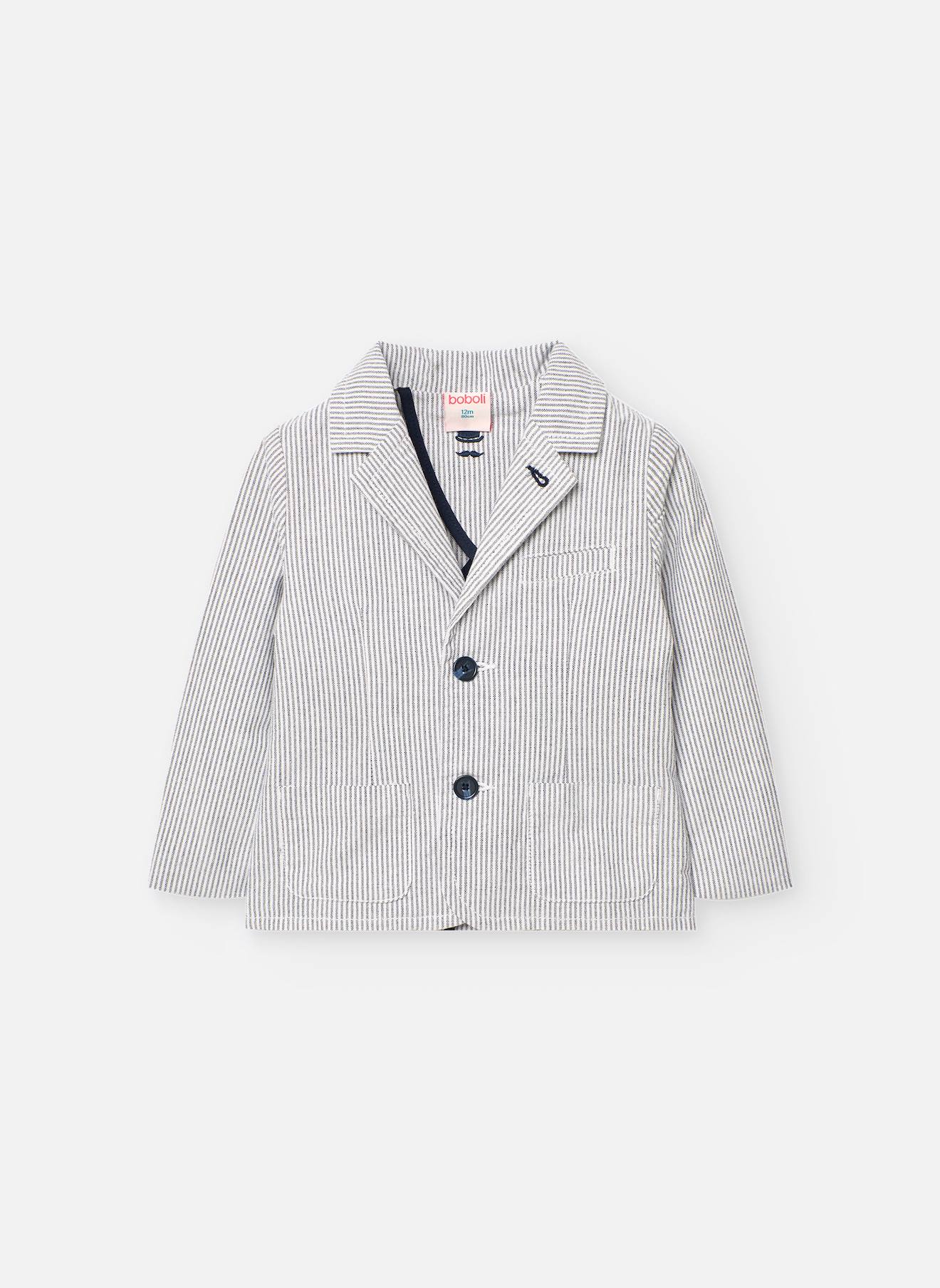 Veste En Coton Avec Imprimé Rayures Bleu