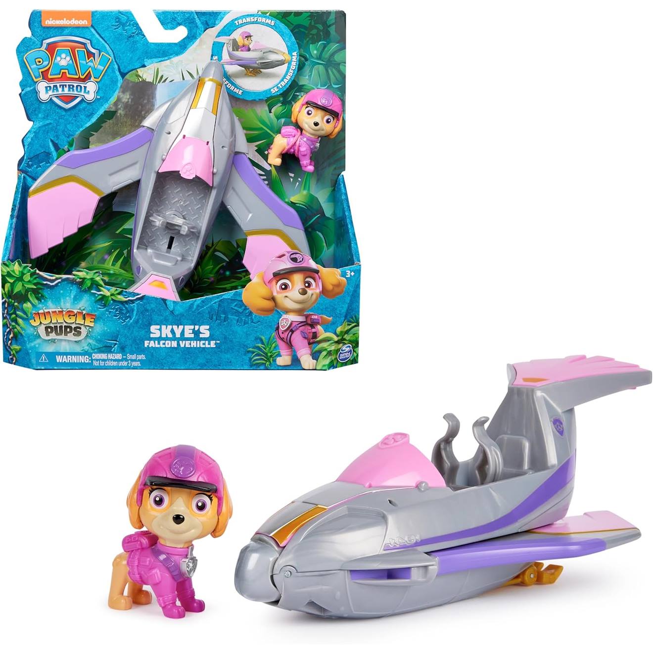 Paw Patrol - Les Chiots De La Jungle - Solid Skye Gris Et Rose