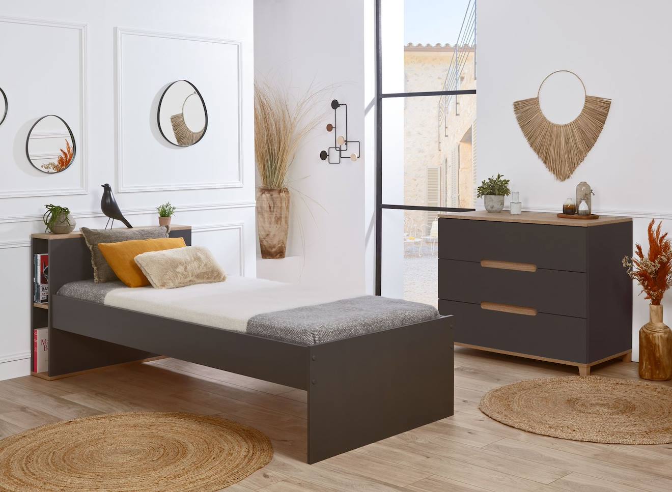 Petite Chambre Enfant Milor Anthracite /bois