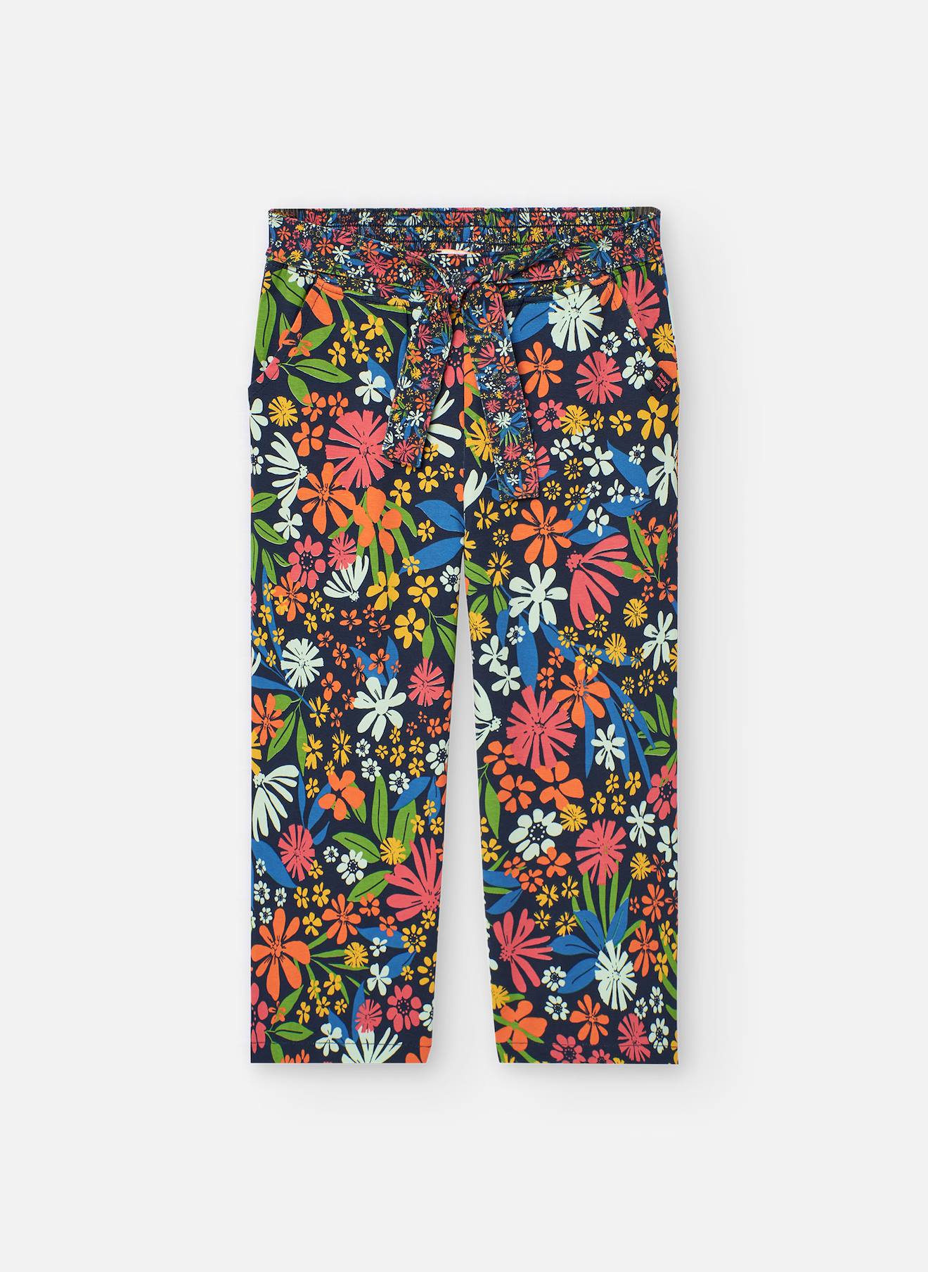 Pantalon Droit Avec Imprimé Fleurs Multicolore